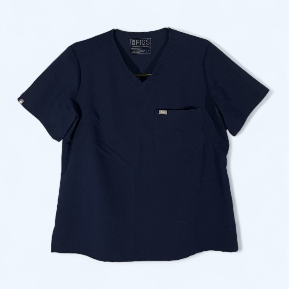 Figs Scrubs Shirt Top Technical Collection Short Sleeve Navy XL RLS